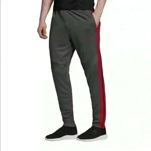 Adidas Mens ClimaCool Tiro Track Pants Joggers Gray Red Stripes Size Medium